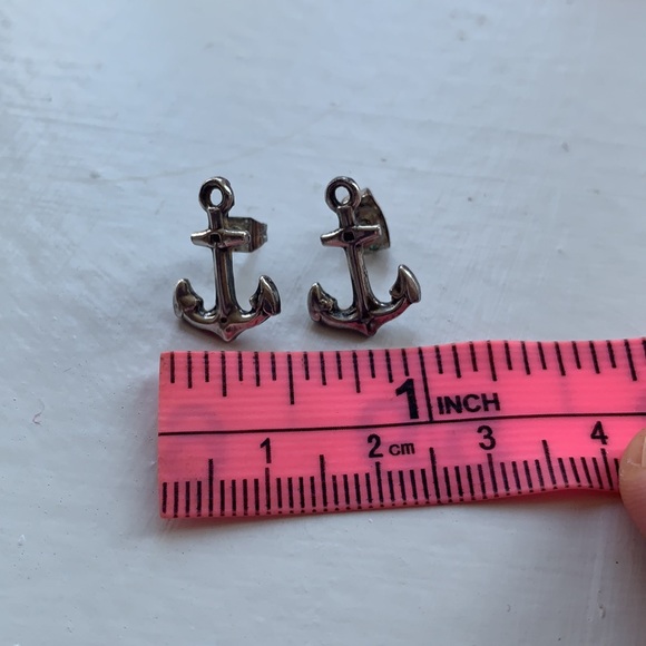 Sterling Silver Anchor Earrings - Picture 9 of 9